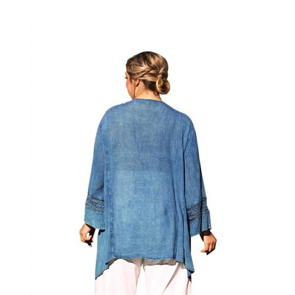 NEW ON THE PLUS SIDE tatum crochet cotton wide sleeve v-neck tunic - plus in ind - Picture 3 of 3